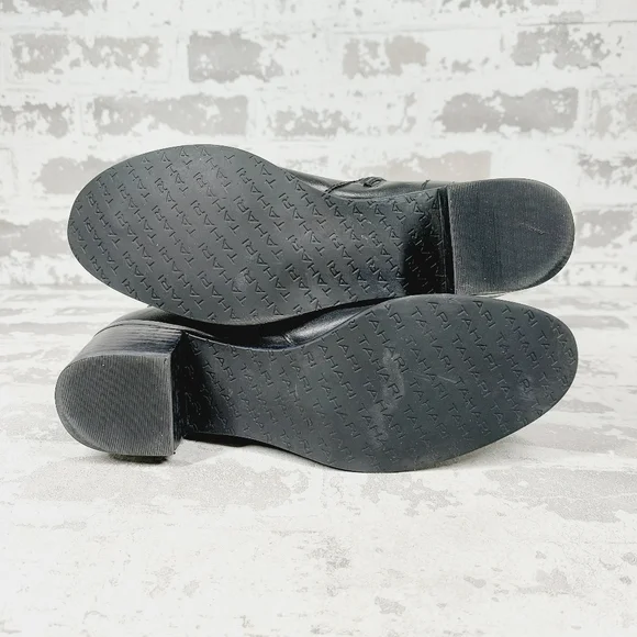 Tahari Kaley Black Leather Knee High Buckle Ridding Boots A920 - Picture 9 of 13